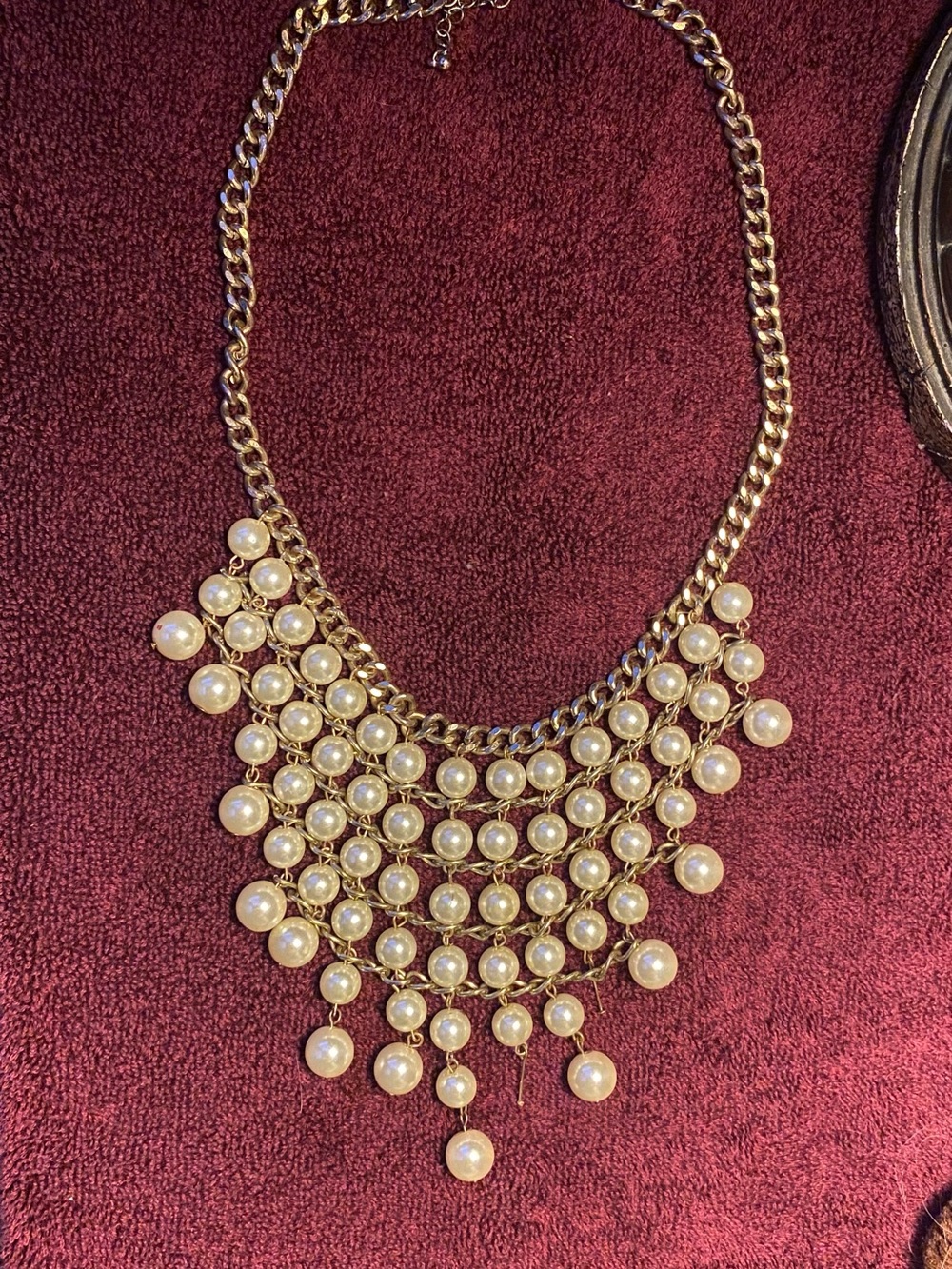 Gold Tone Pearl Statement Necklace - Women's Jewelry
